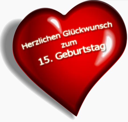 Herz mit Geburtstagswunsch zum 15. Geburtstag