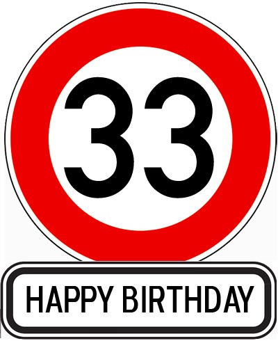 Schild mit Glückwünsche zum 33. Geburtstag