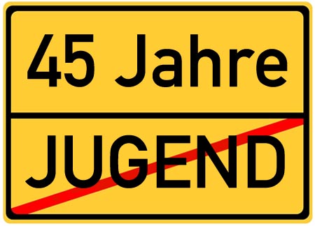 Lustiges Schild zum 45. Geburtstag