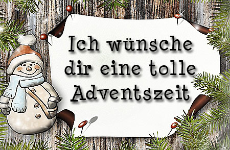 Schneeman mit Adventsspruch