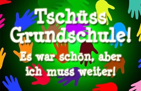 Bunte Hände zum Abschied aus der Grundschule