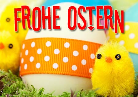 Frohe Ostern wünschen mit einem lustigen Küken