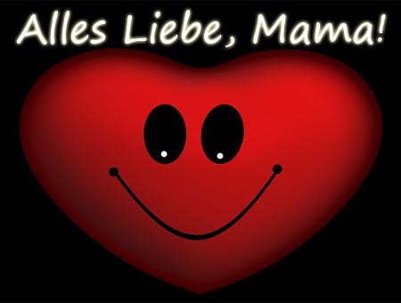 Ein lachendes Herz mit lieben Grüße für die Mama